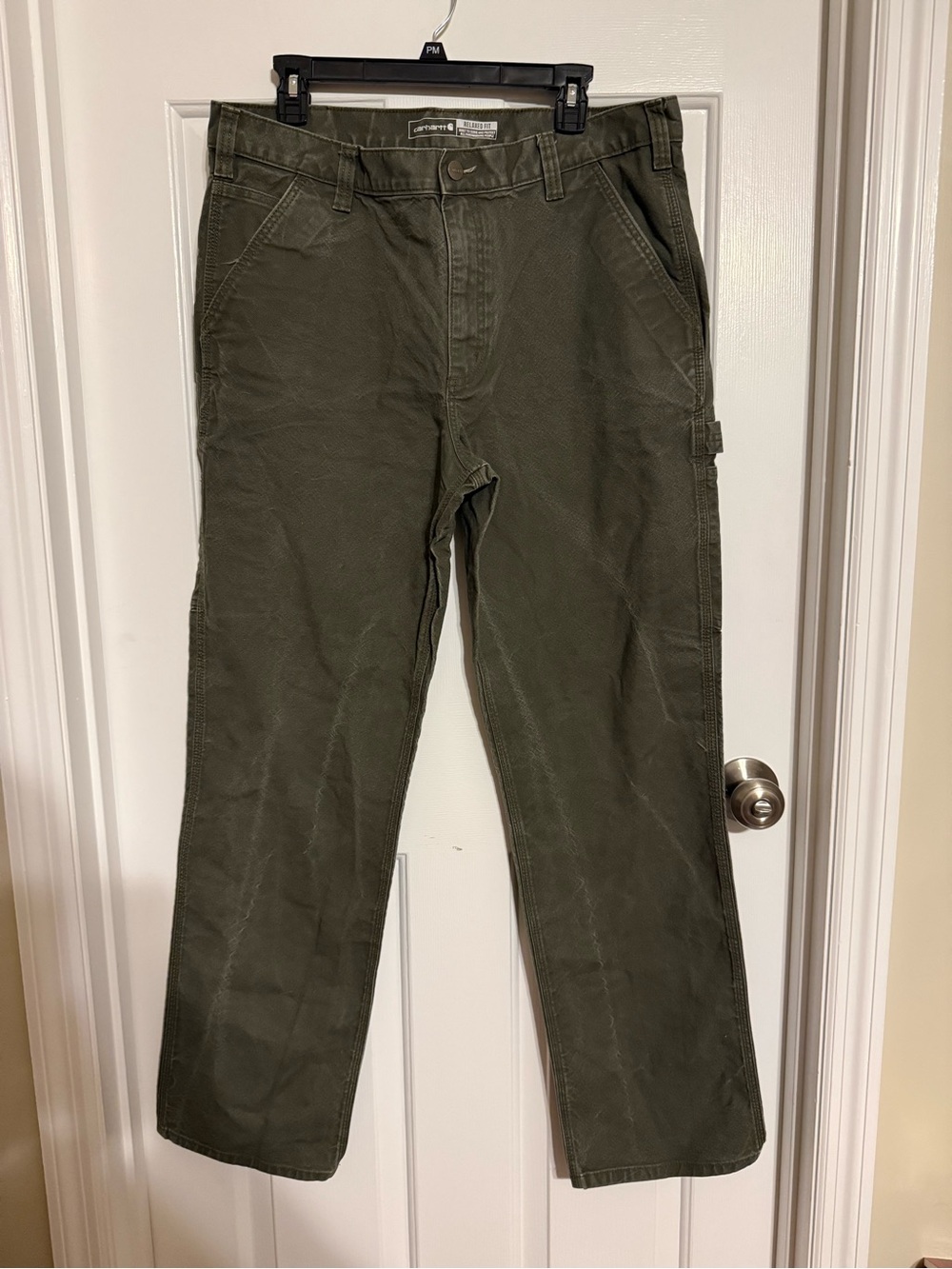 Carhartt Rugged Flex Relaxed Fit Duck Utility Work Pants Olive Green 36x34